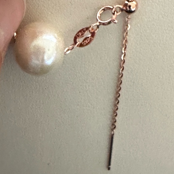 Timeless 12mm White Cultured Pearl Solitaire 🤍🌸 Rose Gold Necklace - Picture 7 of 8